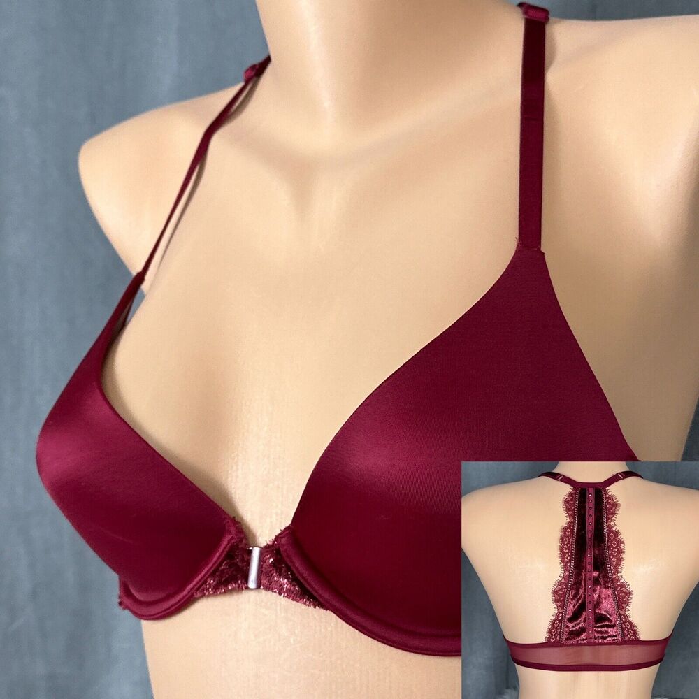 Victoria's Secret Lightly Lined Plunge Very Sexy Bra 32C Front Close Velvet